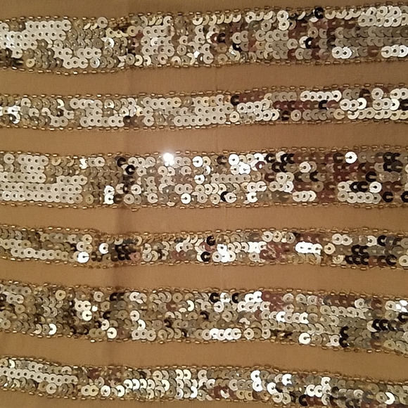 Gold Metallic Sequin and Silk Above Knee Shift Dress Party Dance Prom Sz 2 EUC - Picture 7 of 14